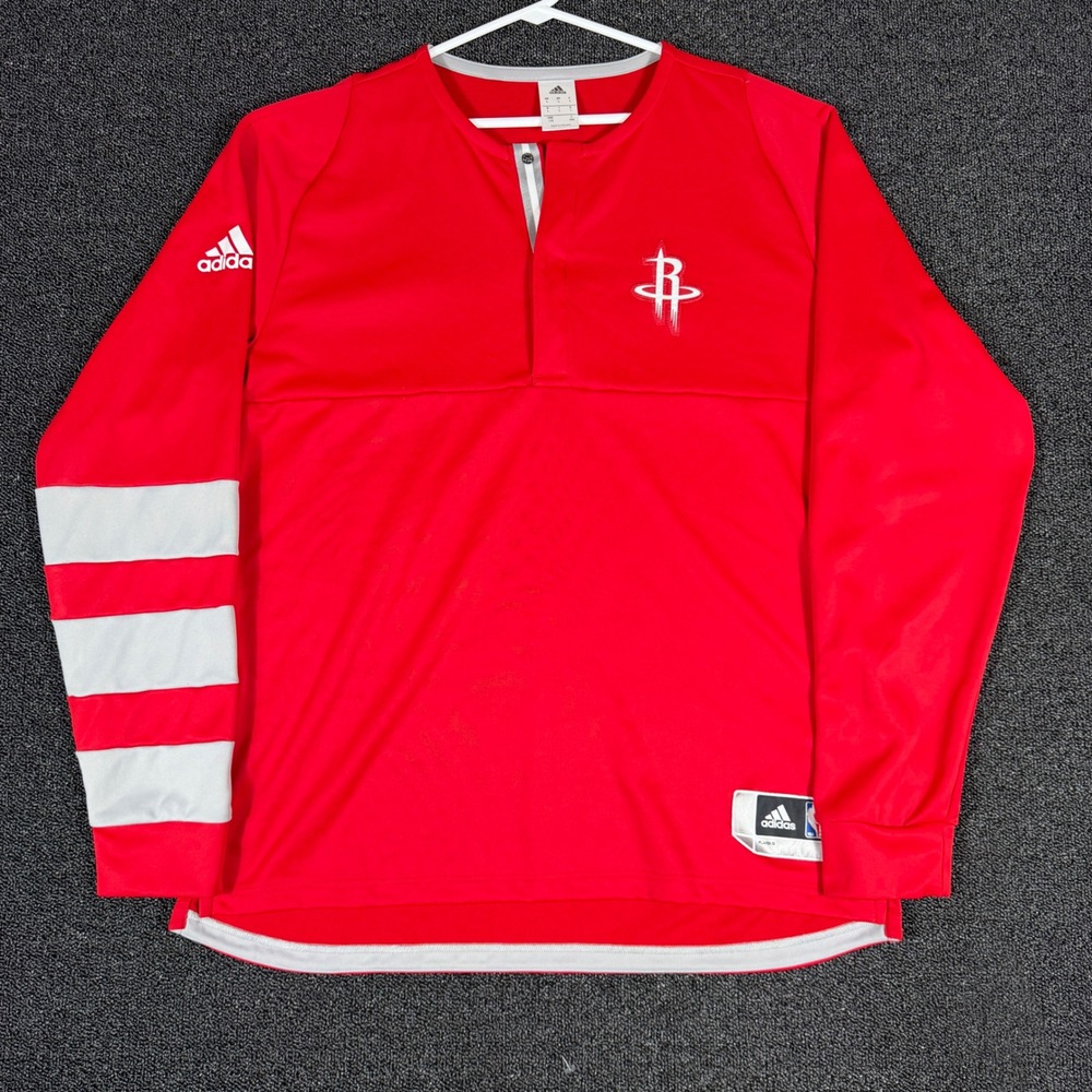 Adidas Houston Rockets NBA Shooting Shirt Mens Large Red Long Sleeve Warm Up